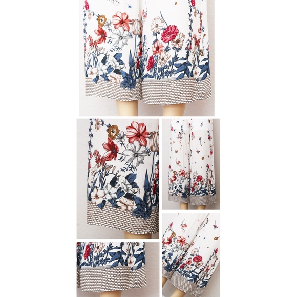 White Floral Button Front Culotte Crop Jumpsuit - Picture 5 of 8